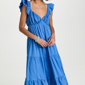 English Factory Ruffle Sleeve Maxi Dress in Blue Size Small